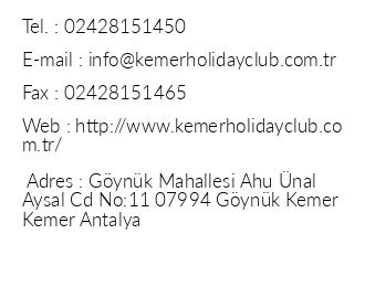 Ulusoy Kemer Holiday Club iletiim bilgileri
